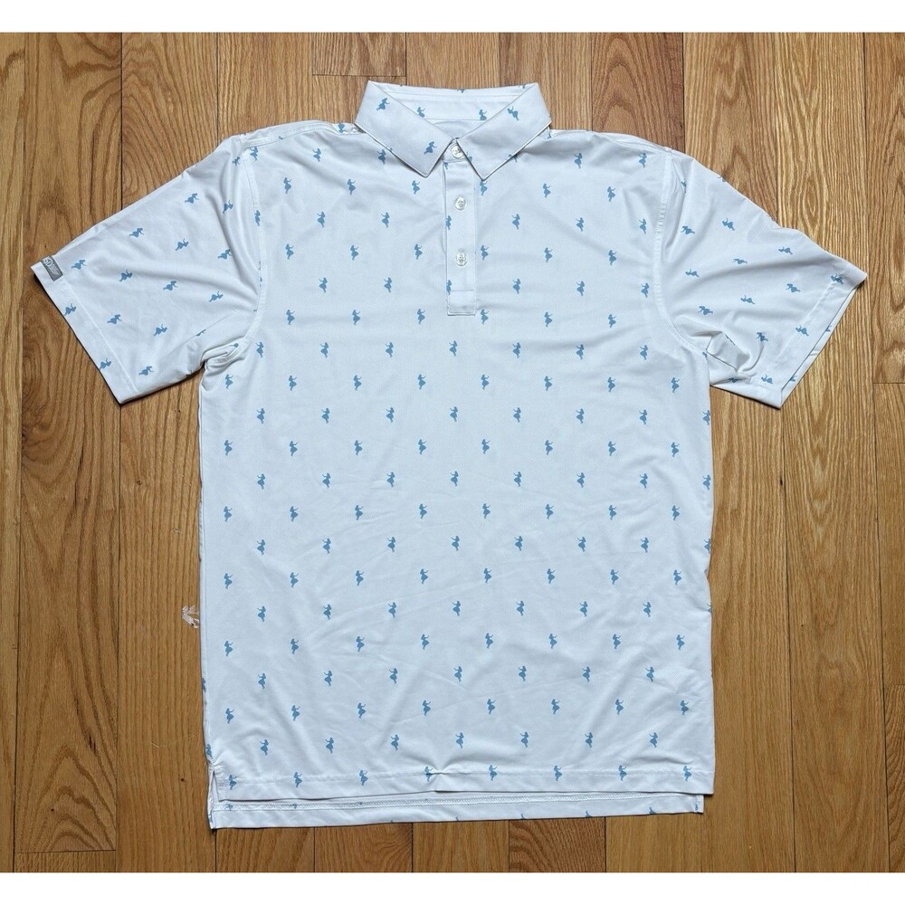 Straight Down Shirt Mens M Hula Dancer All Over Print Polo TPC River Highlands